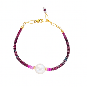 GF White South Sea Pearl and Ruby Bracelet