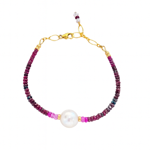 GF White South Sea Pearl and Ruby Bracelet