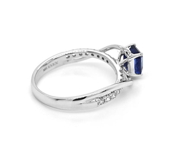 18KW Blue Sapphire Diamond Ring