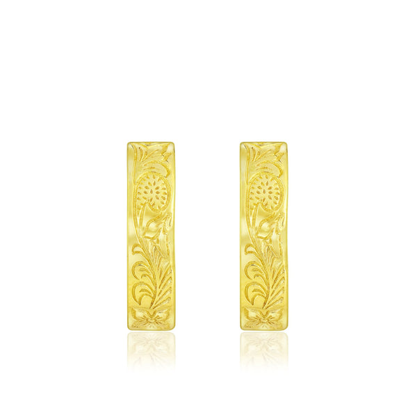 14KY Plumeria Scroll Hoop Earrings