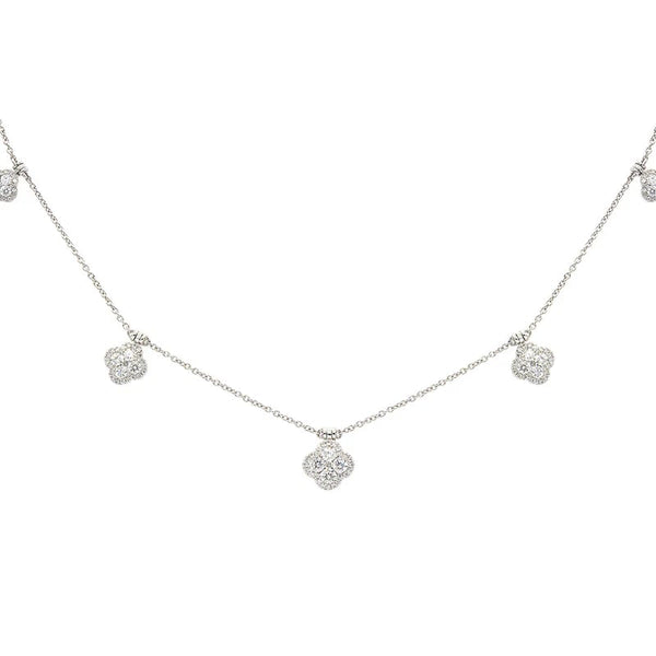 14KW Diamond Clover Fringe Necklace