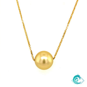 18KY Golden South Sea Pearl Slider Necklace