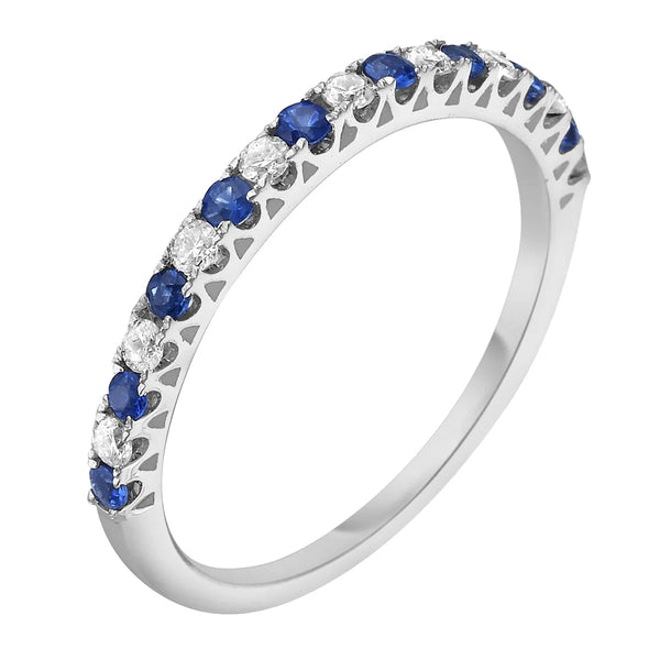 14KW Dainty Blue Sapphire and Diamond Band