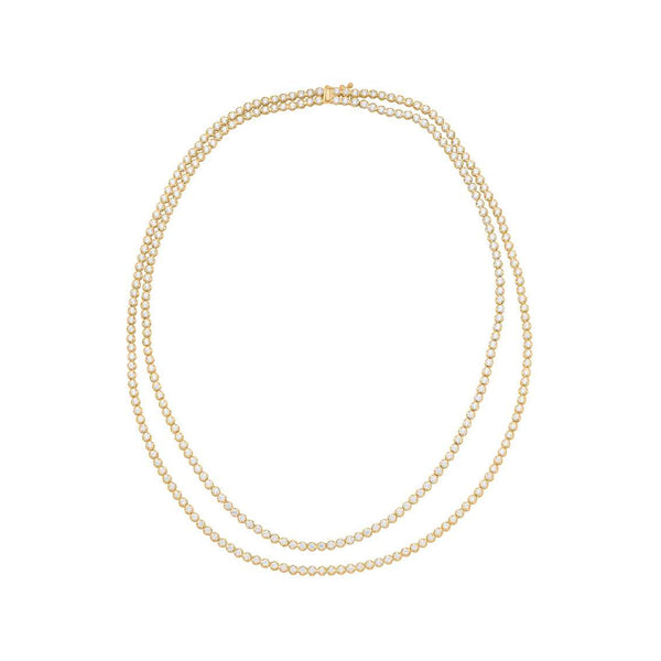 14K yellow gold double-strand diamond tennis necklace