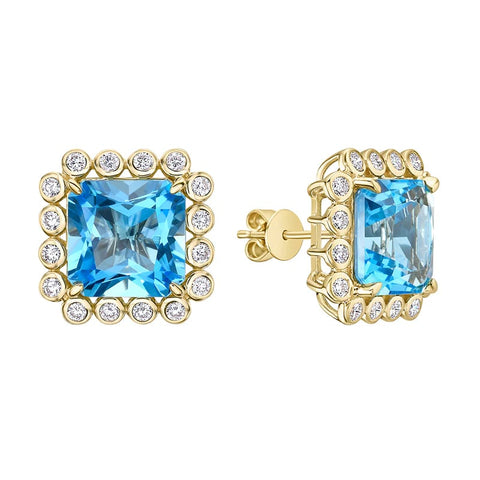 14KY Swiss Blue Topaz Dalia Stud Earrings