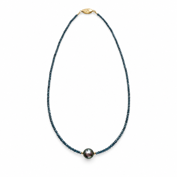 14KY Tahitian Blue Diamond Necklace