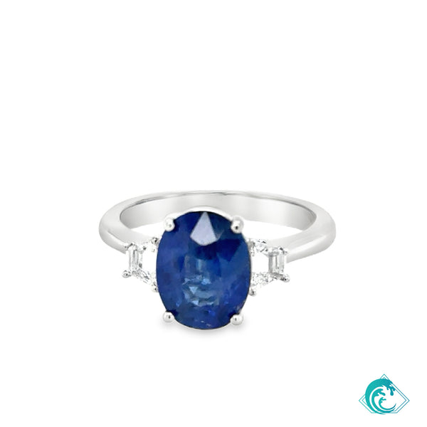 18KW GIA Blue Sapphire & Diamond Ring