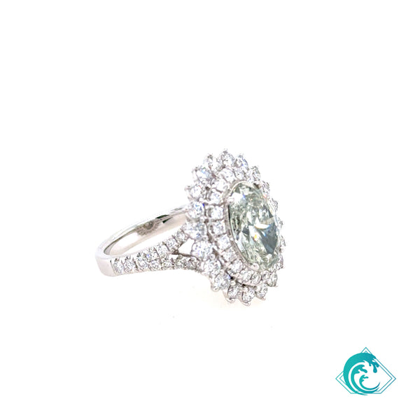 18KW Fancy Chameleon Diamond Ring (GIA)