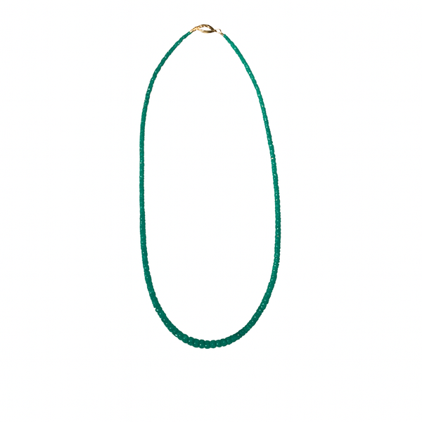 14KY Colombian Emerald Beaded Necklace