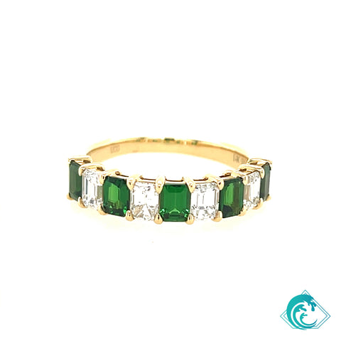 14KY Tsavorite & Diamond Band