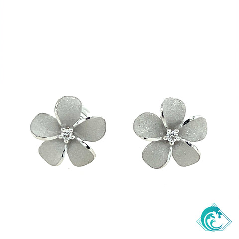 14KW Diamond Plumeria Studs (8mm)