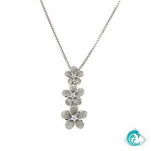 14KW Triple Plumeria Lei Diamond Pendant