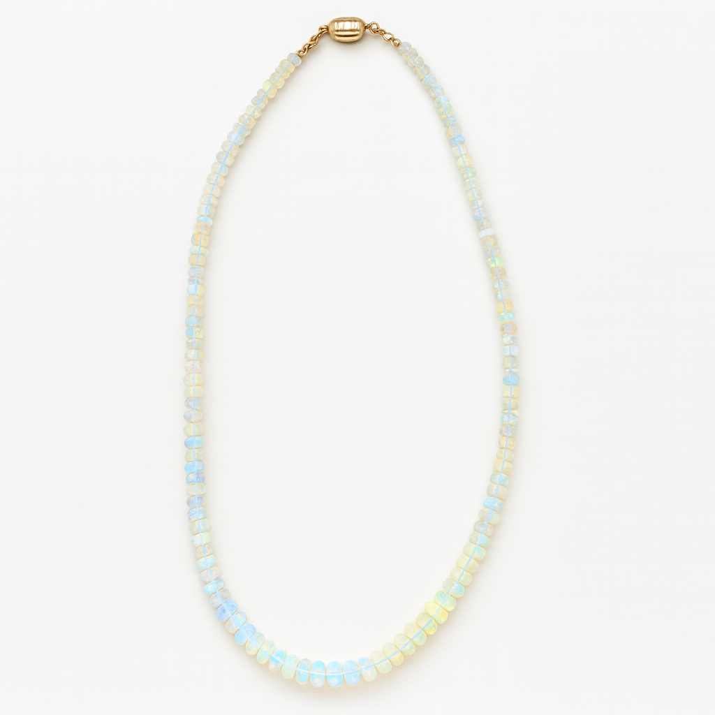 14KY Beaded Ethiopian Opal Necklace