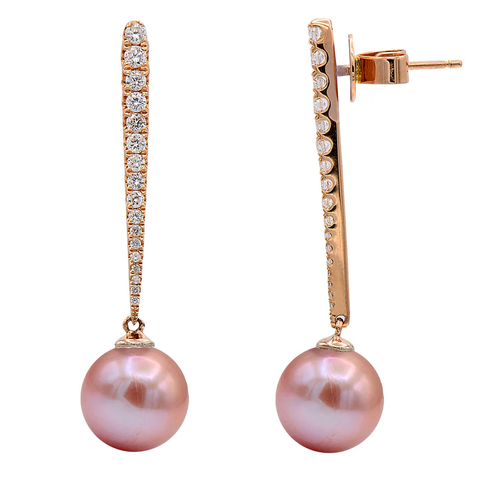 18KR Pink Pearl Diamond Bella Earrings