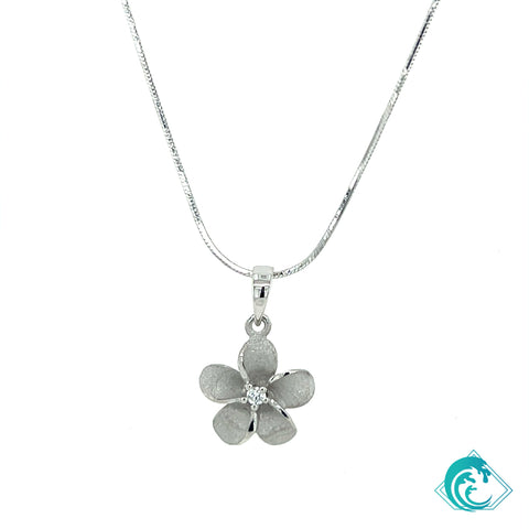 14KW Plumeria & Diamond Pendant (11mm)