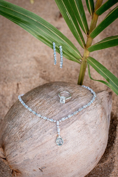 14KW Multi Cut Aquamarine Drop Earrings