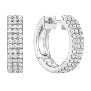 18KW Triple Row Diamond Huggie Hoops