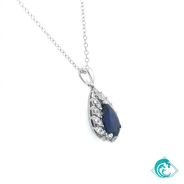 18KW Blue Sapphire Elsa Pendant