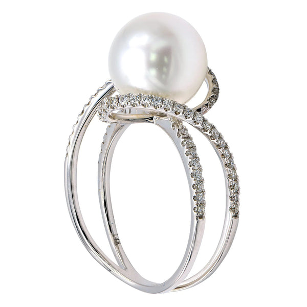 14KW South Sea Pearl Diamond Swirl Ring