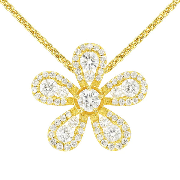 14KY Diamond Flower Pendant
