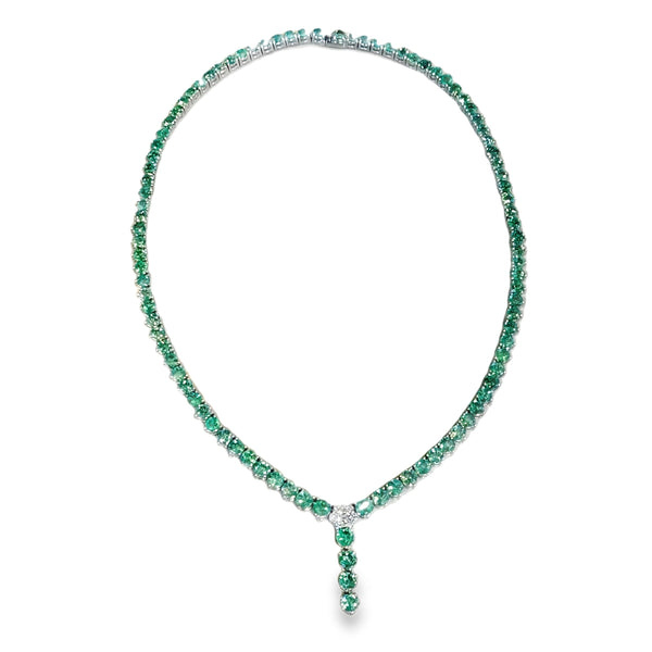 18KW Queen Camilla Emerald Diamond Necklace