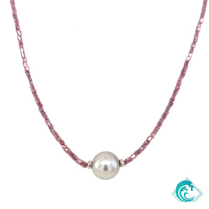 14KW Natural Pink Diamond Beaded Tahitian Pearl Necklace