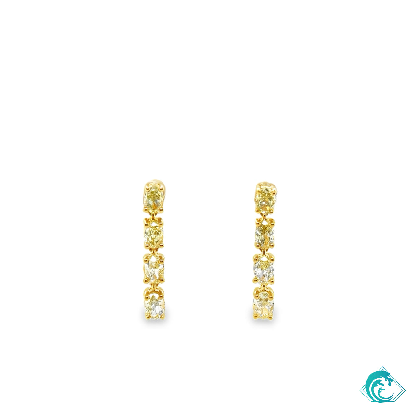 18KY Fancy Yellow Diamond Drop Earrings