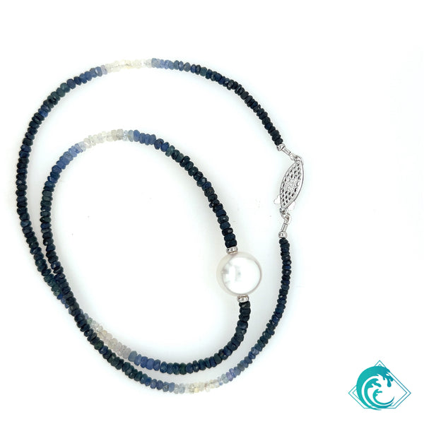 14KW Ombré Sapphire & South Sea Pearl Necklace