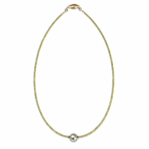 14KY Yellow Diamond Tahitian Pearl Necklace 17"