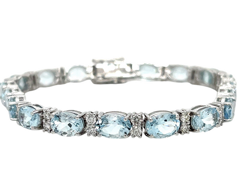 14KW Aquamarine Diamond Thea Bracelet