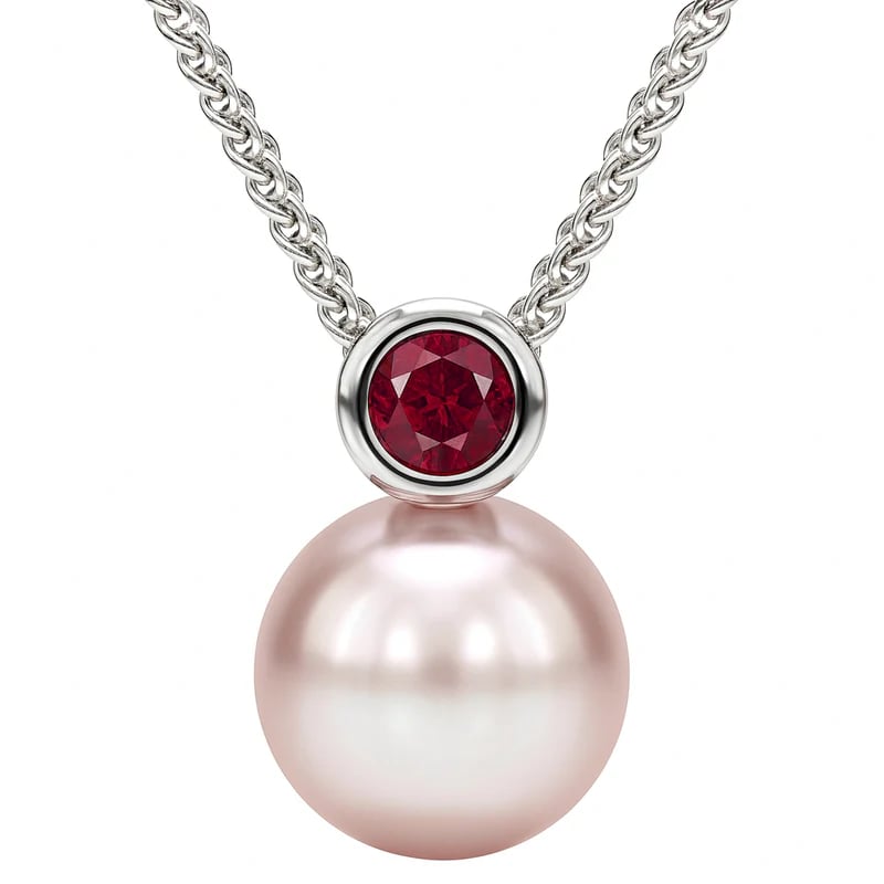 14KW Pink Sapphire & Edison Pearl Pendant