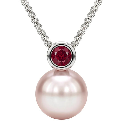 14KW Pink Sapphire & Edison Pearl Pendant