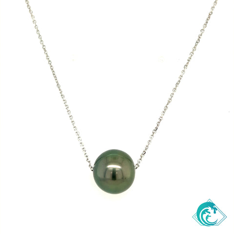 14K White Gold Tahitian Pearl Floater