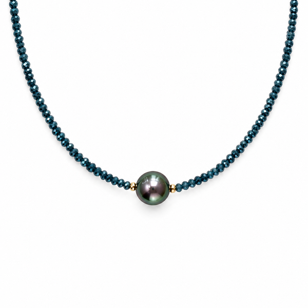 14KY Tahitian Blue Diamond Necklace