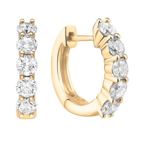 18KY Diamond Huggie Hoops