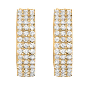 18KY Triple Row Diamond Huggie Hoops