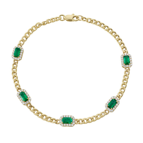 14KY Zambian Emerald Diamond Omari Bracelet