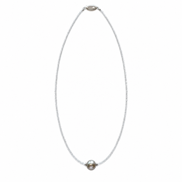 14KW Grey Diamond & Tahitian Pearl Necklace