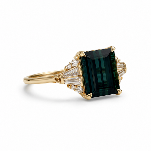 14KY Green Tourmaline Tafiti Ring