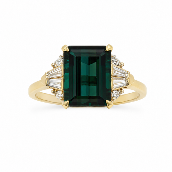 14KY Green Tourmaline Tafiti Ring