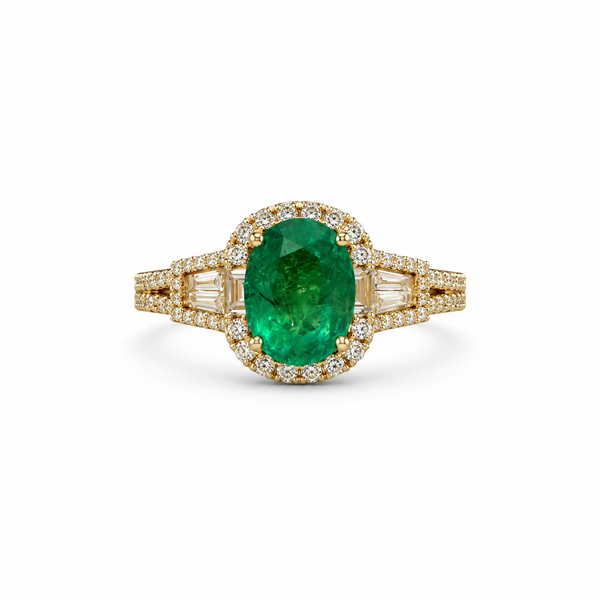 14KY Oval Emerald Gaia Ring