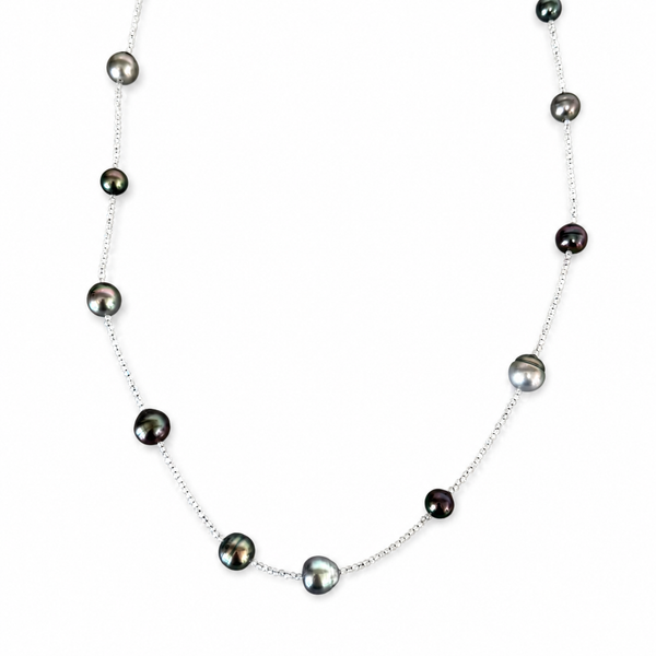Labradorite & Tahitian Pearl Long Necklace