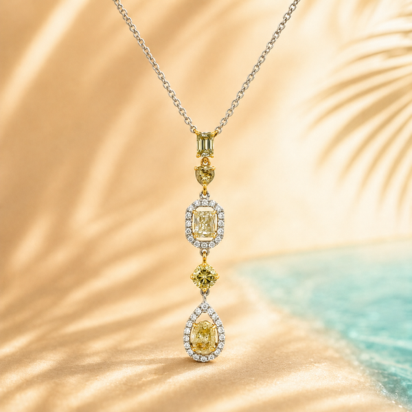 18KW Fancy Yellow Diamond Kula Necklace