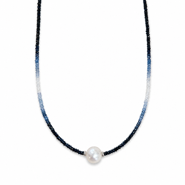 14KW Ombre Sapphire South Sea Pearl Necklace