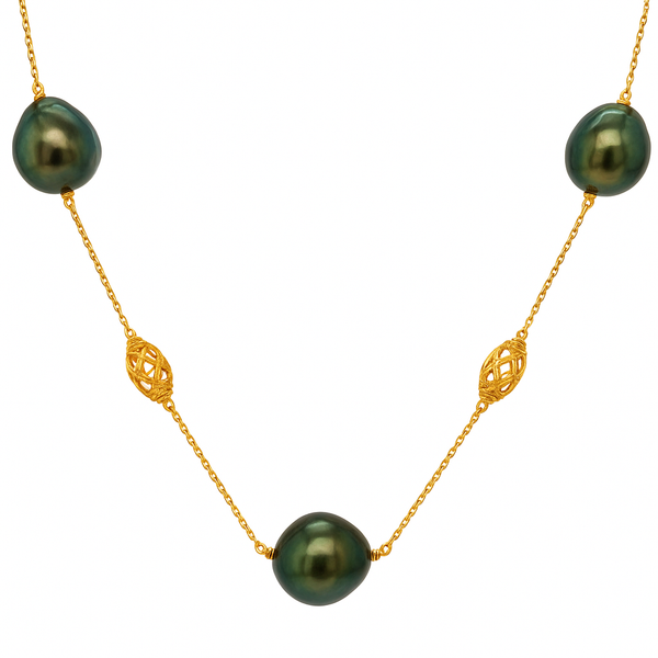 14KY Tahitian Pearl Tincup Necklace
