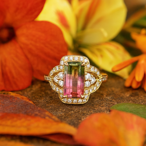 14KY Watermelon Tourmaline Kye Ring