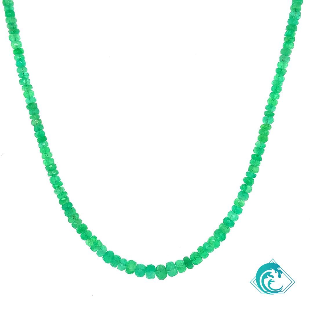 14KY Colombian Emerald Beaded Necklace