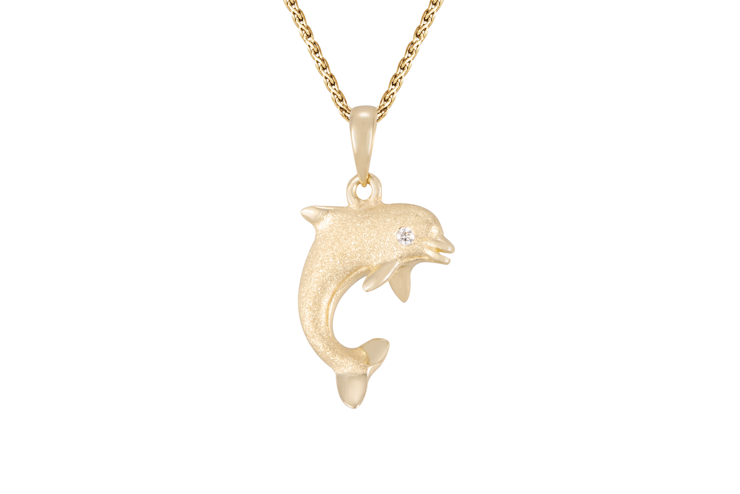 14KY Jumping Dolphin Pendant
