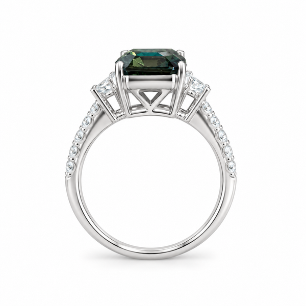 18KW Natural No Heat Green Sapphire Ring