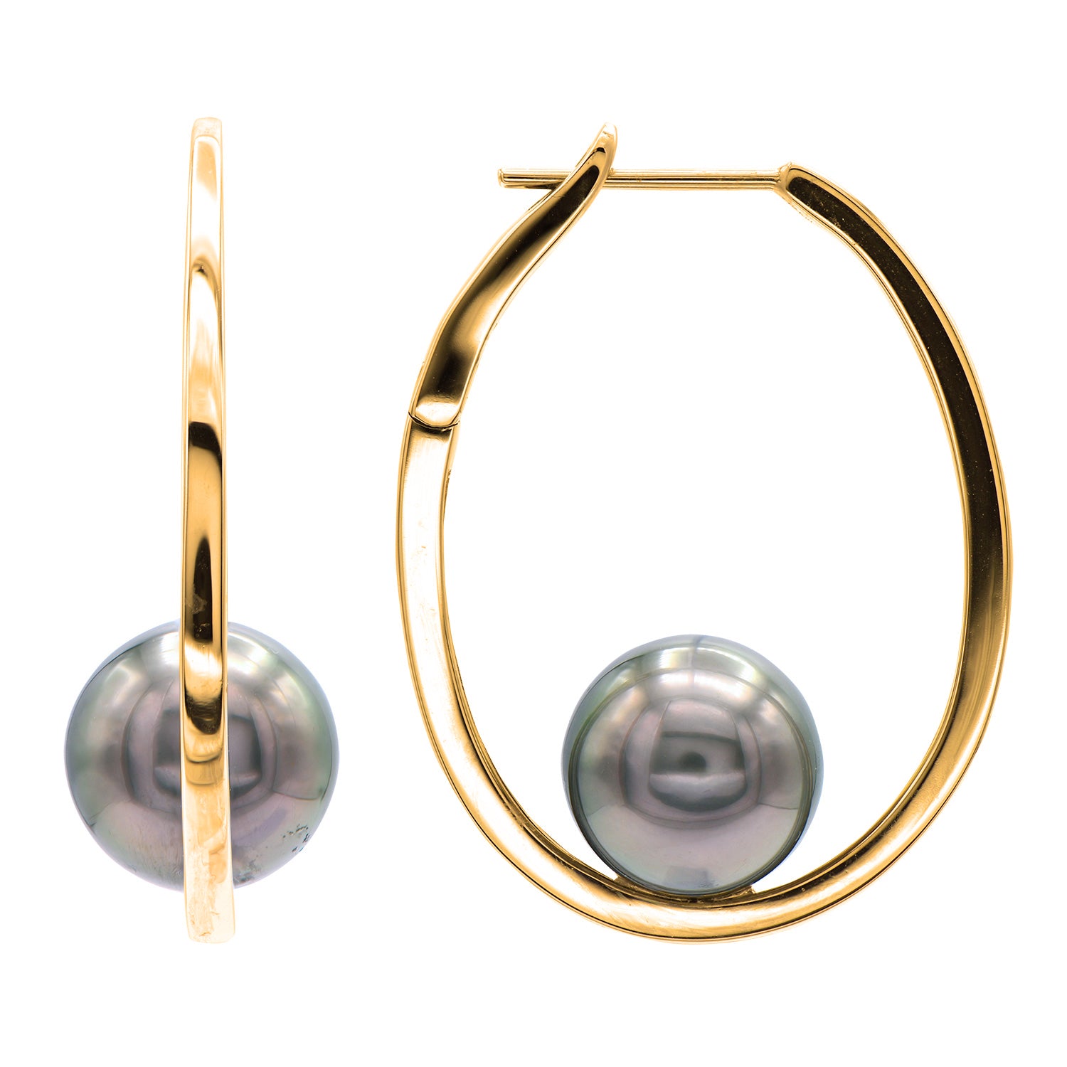 14KY Tahitian Pearl Hoop Earring